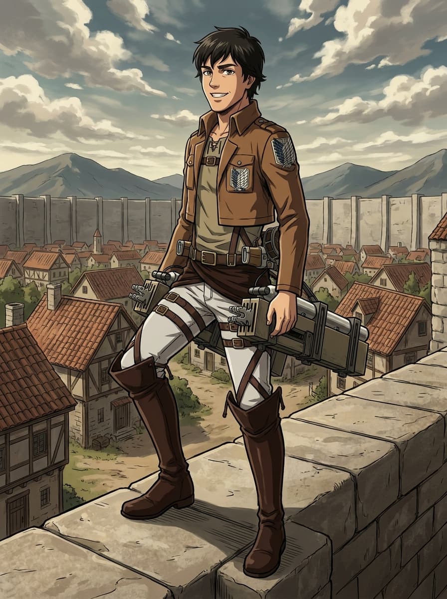 Finished custom Attack on Titan style portrait example