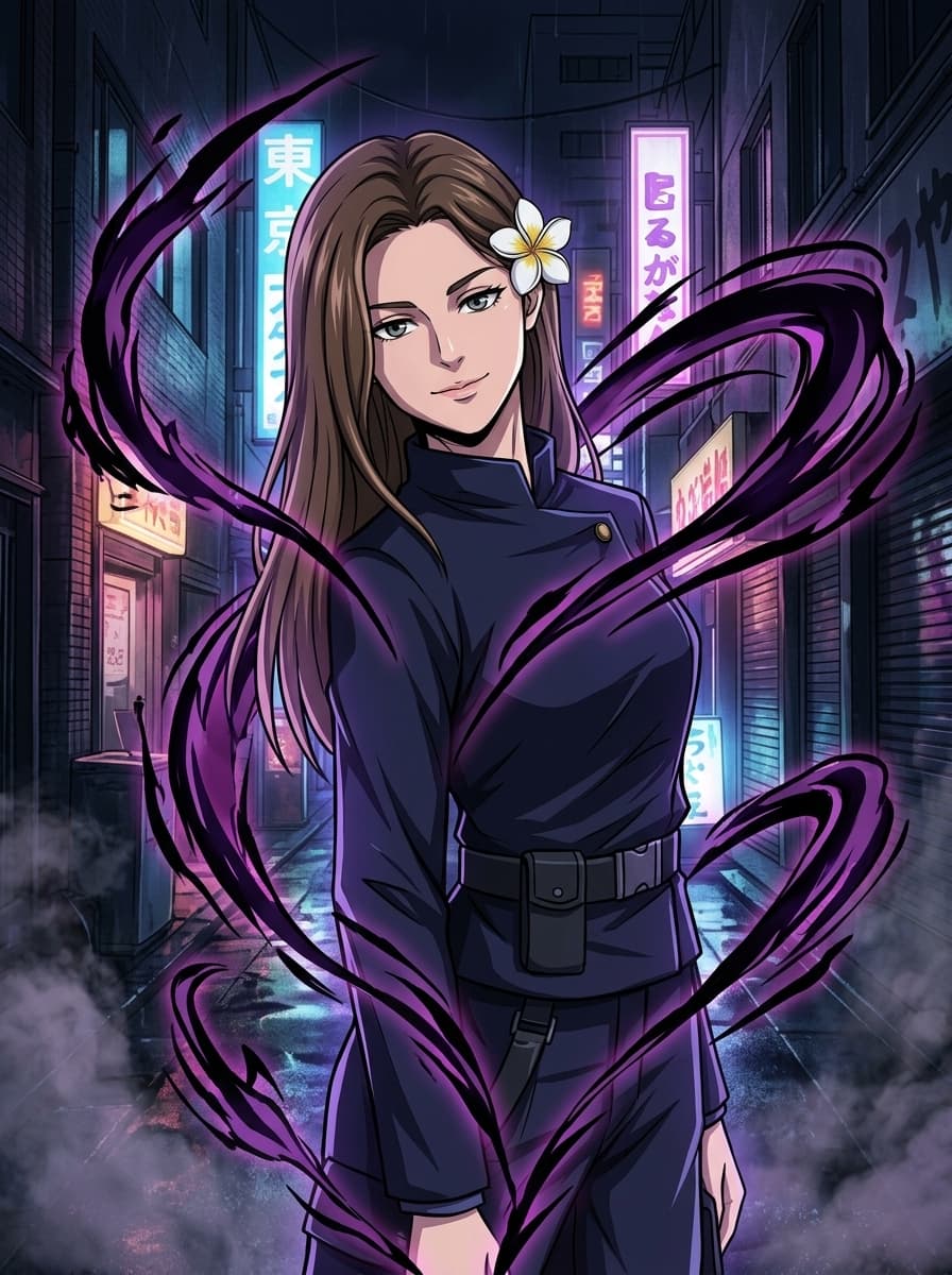 Finished custom Jujutsu Kaisen style portrait example