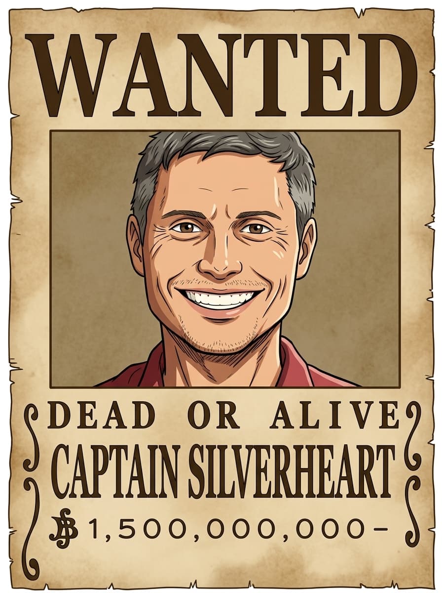 Finished custom Wanted Poster style portrait example