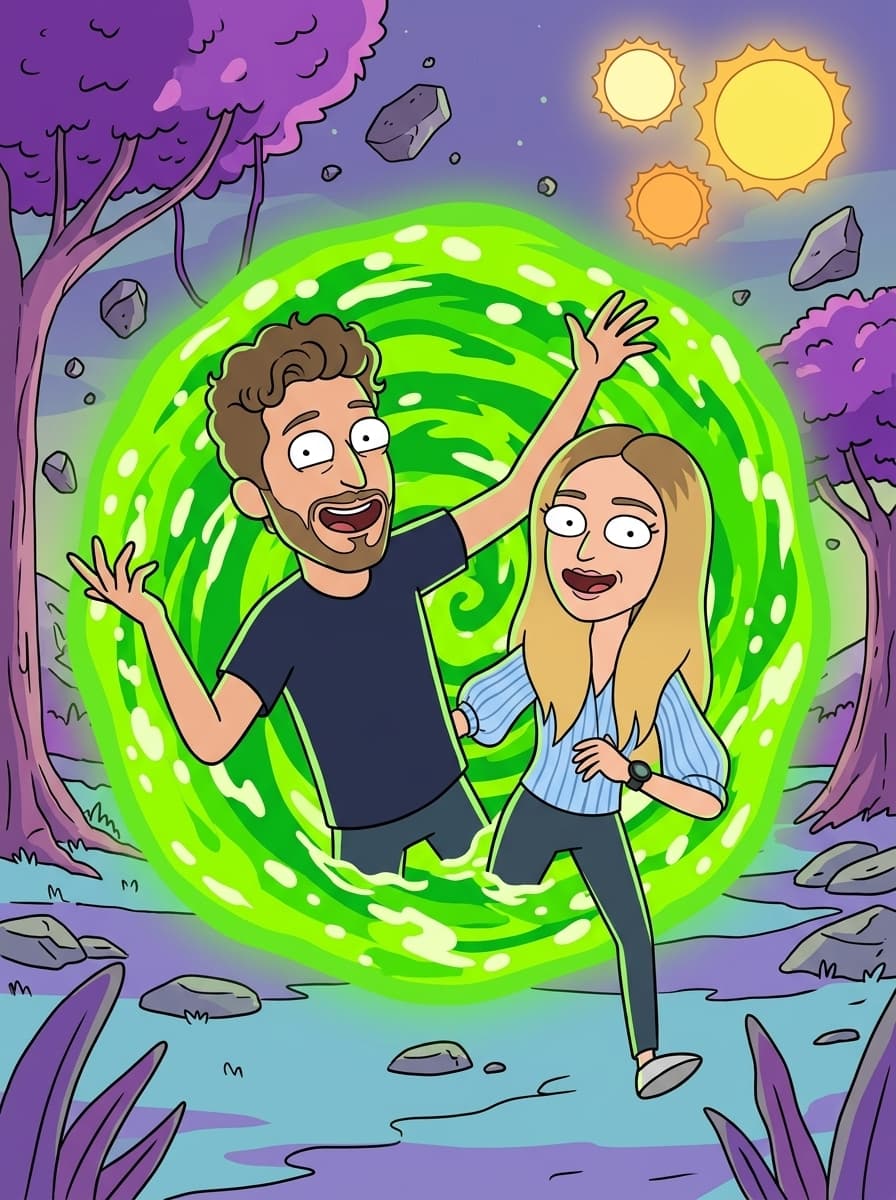 Finished custom Rick and Morty style portrait example