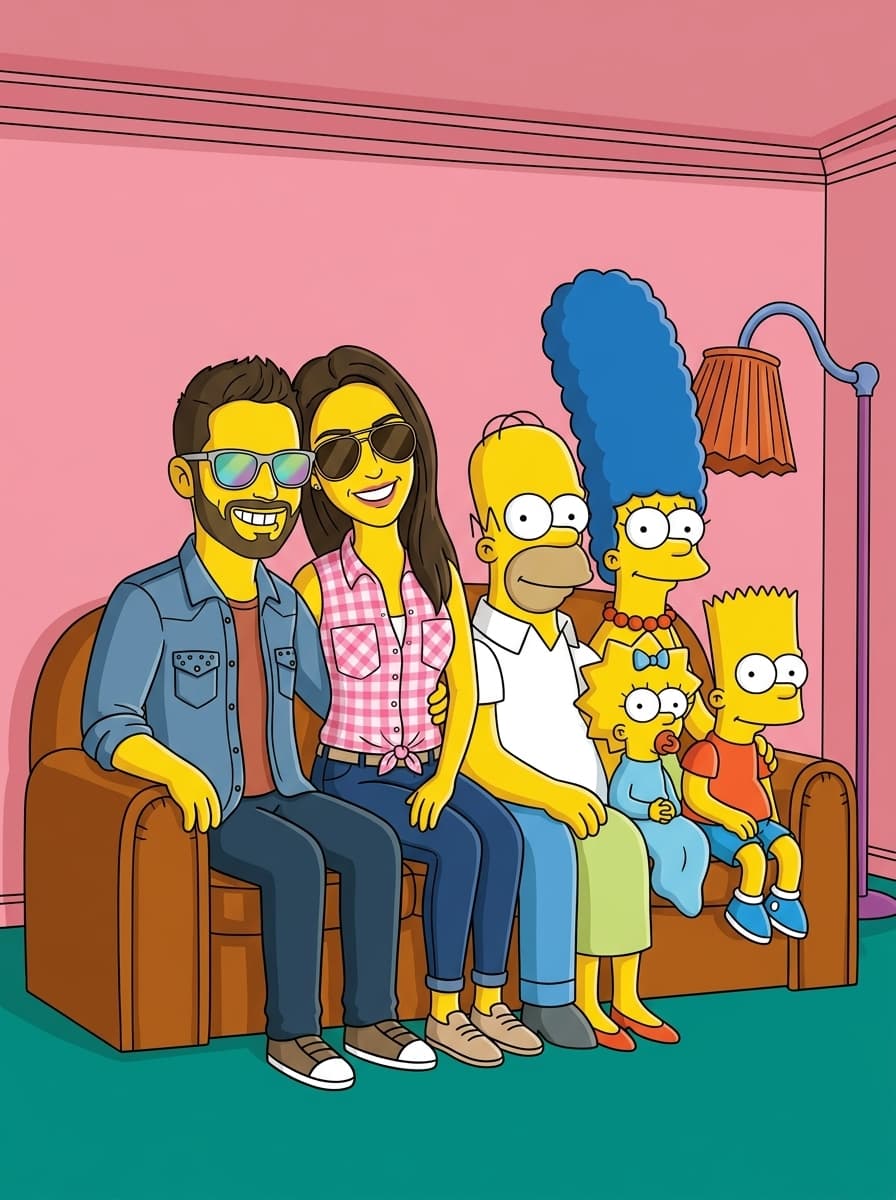 Finished custom The Simpsons style portrait example